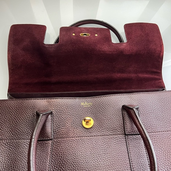 MULBERRY BLACK CHERRY GRAINED LEATHER BAYSWATER - Picture 10 of 16